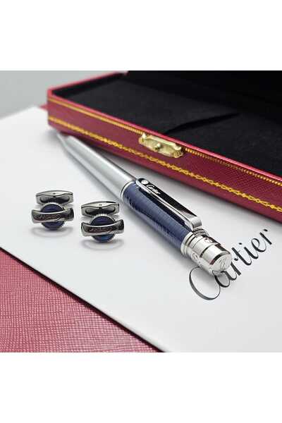 Cartier قلم كارتير سانتوس مع كبك كارتير كلاسيك بنقشة المربعات