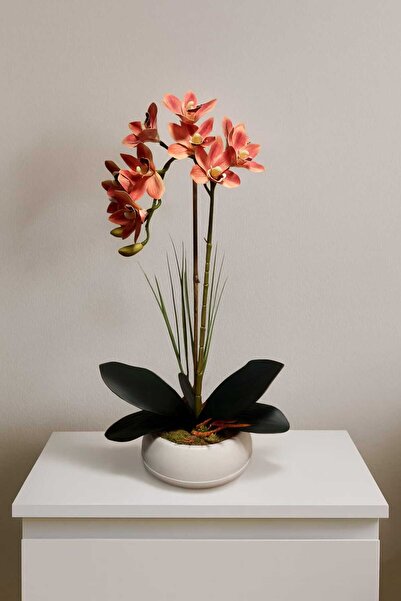 MAKİ DEKOR YAPAY ORKİDE 55 CM BOYUNDA ISLAK DOKULU EV VE OFİS DEKOR ARANJMANI