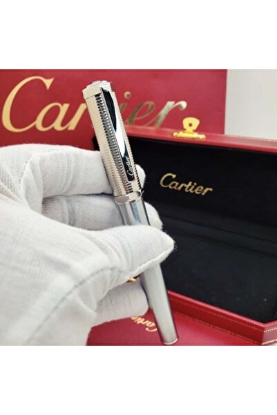 Cartier قلم كارتير لويس الذهبي بنقوش هندسية مع كبك