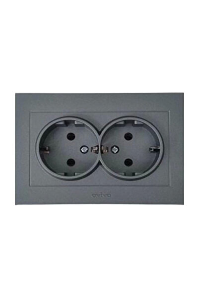 OVİVO Grano Double Grounded Socket with Smoked Frame