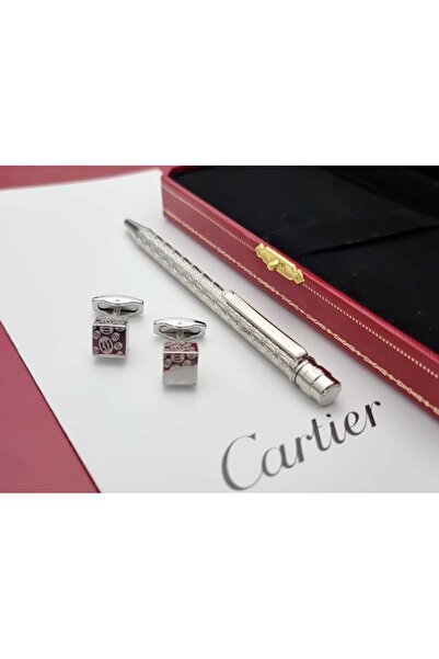 Cartier قلم كارتير لويس بنقوش هندسية مع كبك كارتير مكعب