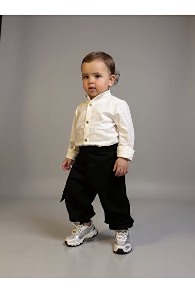 favorimkids Fvorimkids Baby Boy Black Single Pocket Pants Shirt Set – Stylish...