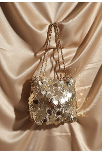 DERMO Gold Işıltılı Payet Çanta