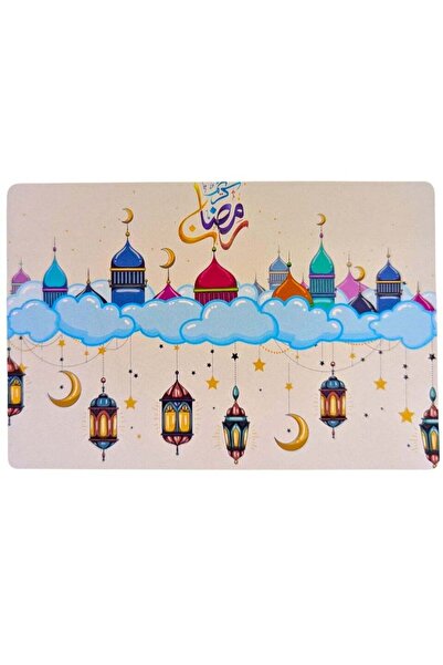 Toybox مفرش طاولة طعام مقاوم للماء بتصميم رمضاني، مقاس 90 × 120 سم