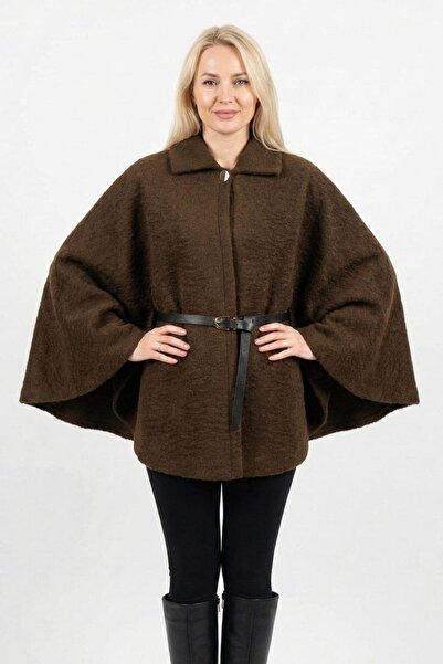 Işşıl 4937- guler tip Peter Pan Poncho din material de pluș cu centură