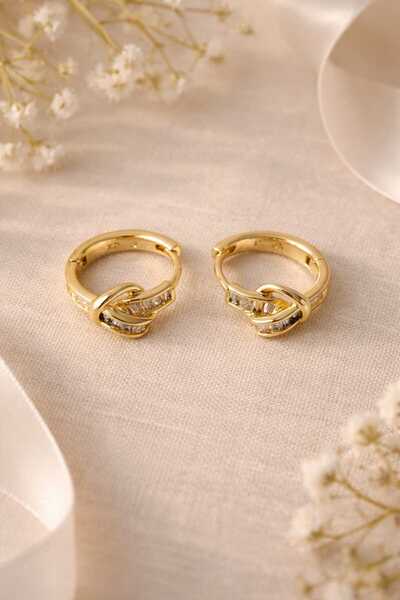 sheenez XUPING JEWELRY Zirkon Taşlı Kuyumcu Düğüm Model Altın Renk Mini Çelik...