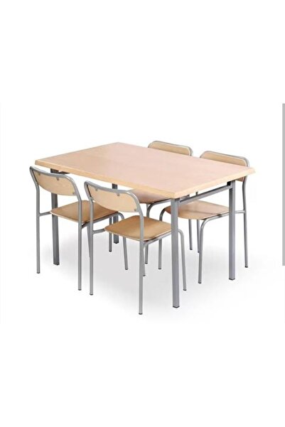 ENG OFİS MOBİLYALARI FABRİKA İŞÇİ YEMEKHANE VERZALİT MASA TAKIMI 4 SANDALYE D...