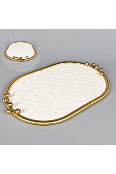 Generic Elegant serving tray measuring 45cm x 28.5cm with a luxurious off-whi...