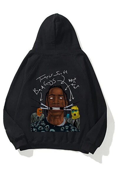 donamod سويت شيرت جاك بويز ترافيس سكوت أسود للجنسين Trndz328