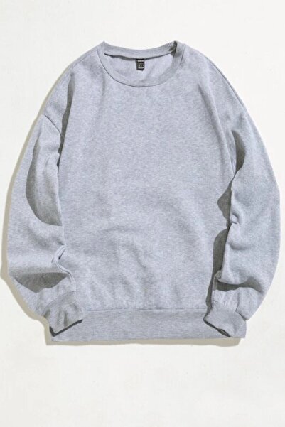 donamod Hanorac supradimensionat unisex, gri, de culoare solidă, cu decolteu ...