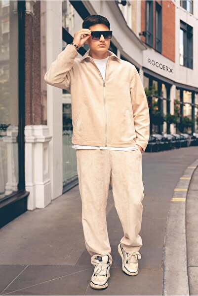 Rocqerx X-3002 Zippered Lined Jacket Elastic Waist Trousers Corded Fabric Vel...