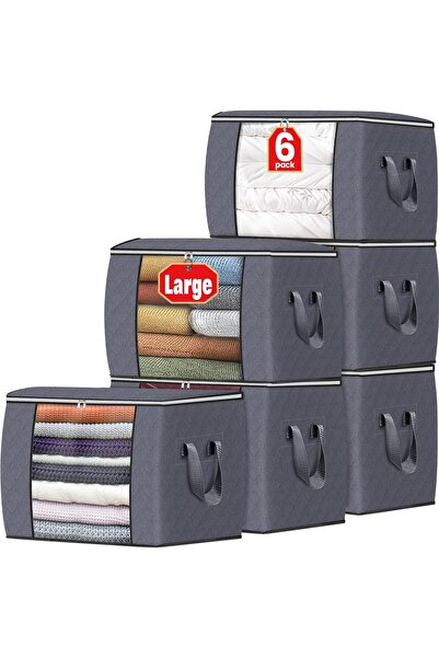 Pomefar 6Pcs Large Storage Bags,90L Foldable Storage Bags for Clothes,Comfort...