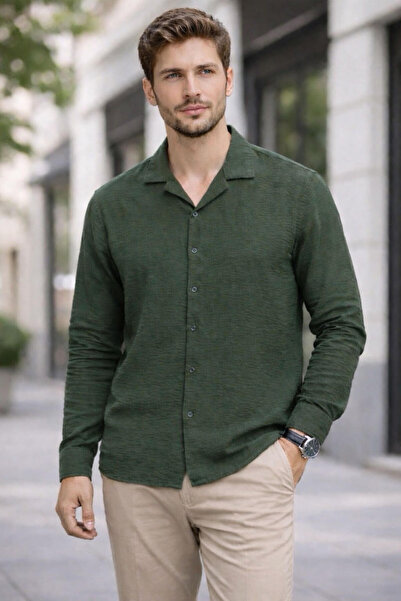 MODA Erkek Krinkıl Keten Gömlek