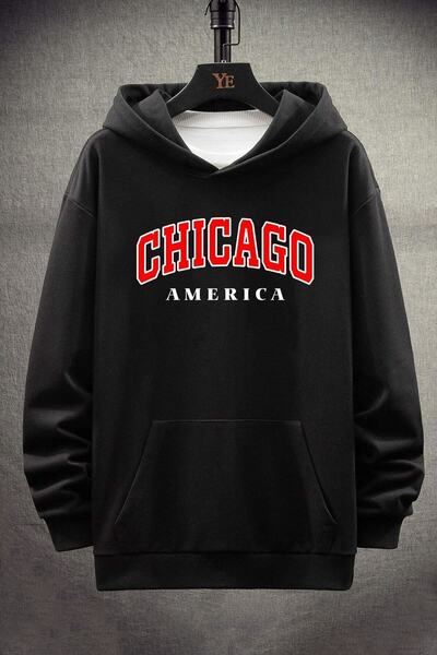 donamod Hanorac unisex cu imprimeu Chiago KPP-negru-chiagoamerica