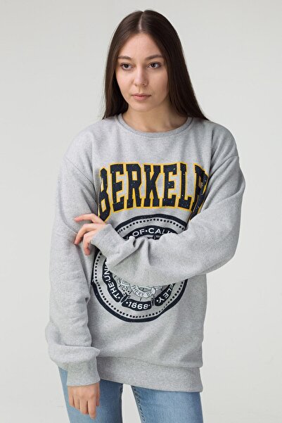 donamod Γυναικείο φούτερ με λαιμόκοψη Berkeley με στάμπα μεγάλου μεγέθους BER...