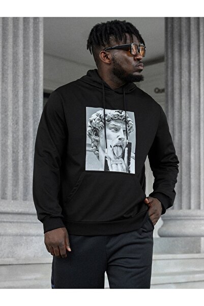 donamod Hanorac cu glugă cu șnur, cu buzunar cangur, cu grafică de statui și ...