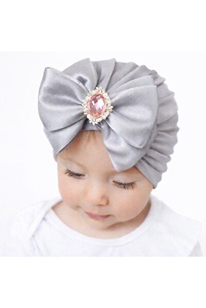 Superbaby Gray turban hat with satin bow applique - Queen