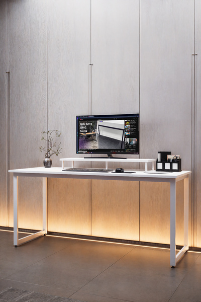 KODIGU 160x60cm Çalışma Masası - Ofis Masası- Monitör Standı Hediyeli | Çalış...