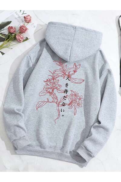 donamod Seria Coke Hanorac termic cu snur de buzunar cu litere și imprimeu fl...