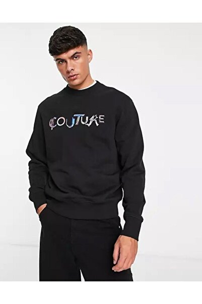 donamod Ανδρικό μαύρο φούτερ Couture με τύπωμα oversized Benisengiydircouture...