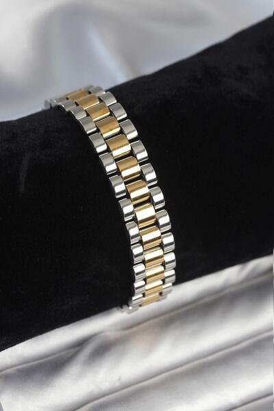 Inure Jewelry 316L Steel Gold and Silver Color 12 mm Thickness Men's Bracelet