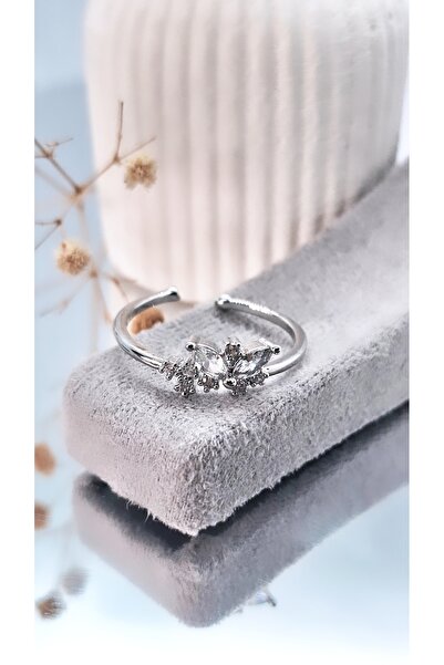 Serenity خاتم مطلي بالفولاذ بتصميم بسيط مع حجر الزركون