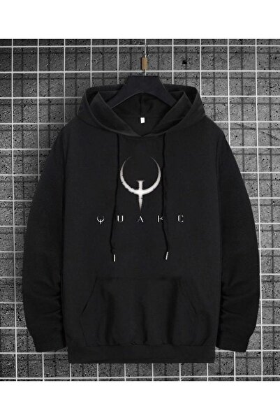 donamod Muška crna majica Quake Štampano Oversize kroj Sa kapuljačom Beniseng...
