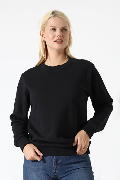 BEDUCA , Black, Three Thread Women's Basic Sweatshirt