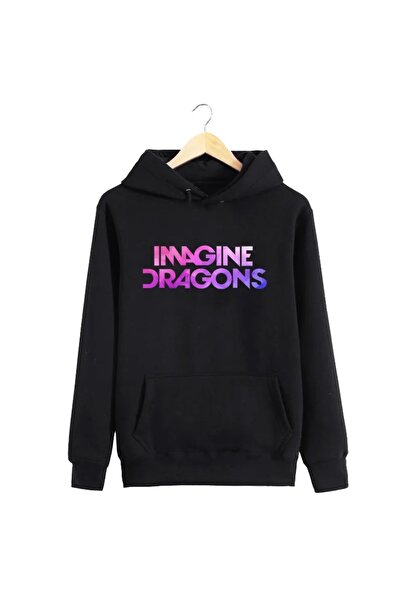 donamod Black Imagine Dragons Printed Oversize Unisex Sweatshirt bsgimaginesweat
