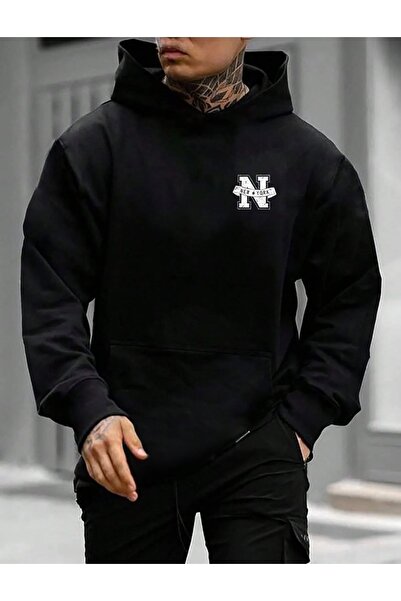 donamod Ανδρικό φούτερ με κουκούλα με στάμπα New York, newyorklogosweatshirt