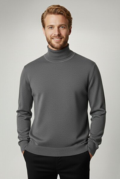 Wkm Denim Men's Turtleneck Soft Knit Sweater