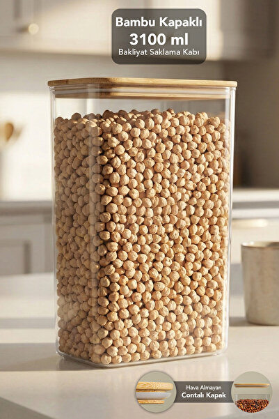 Meleni Home Bamboo Lid Aura Rectangular Storage Container - Vacuum Lid Air-Ti...