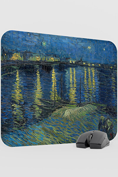 mousepad bastir لوحة ماوس فان جوخ للألعاب بتصميم النهر الليلي المرصع بالنجوم ...