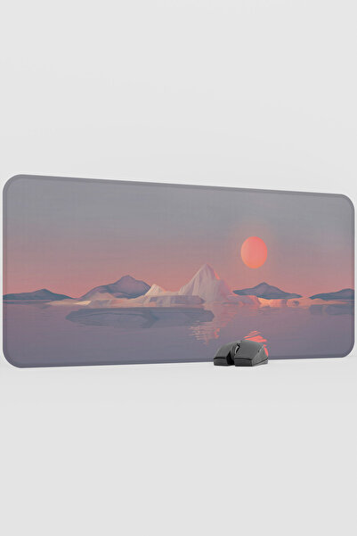 mousepad bastir لوحة ماوس رقمية بتصميم الجليد وغروب الشمس V4 مقاس 90×40 XXL ل...