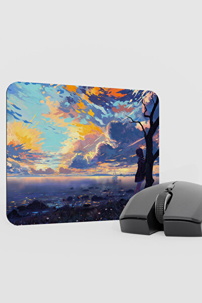 mousepad bastir Digital Painting Girl Facing the Lake V2 22X18 Gaming Rubber ...
