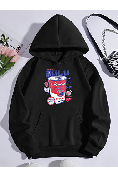 donamod غطاء رأس كبير الحجم للجنسين مع جيب الكنغر وطباعة تاماتو