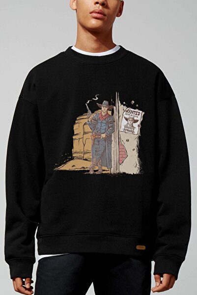 donamod Wanted Cowboy oversized Μαύρο φούτερ Adrift192