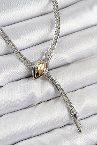 Inure Jewelry Brass Elevator Snake Model Silver Color Women's Necklace