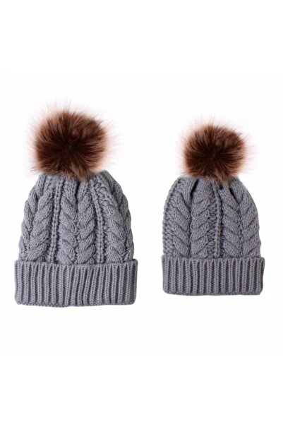 Superbaby Gray hat set for mother and baby