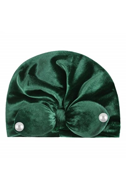 Superbaby Green velvet turban hat with pearls