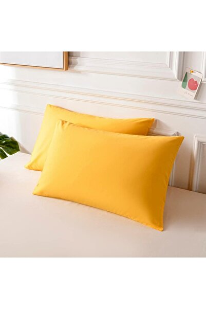 COM LIVING HOUSE Set of 2 pillowcases 40 x 60 cm bright yellow ranforce cotton