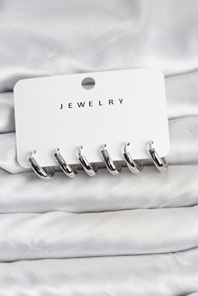 Inure Jewelry طقم أقراط نسائية من النحاس الفضي اللون