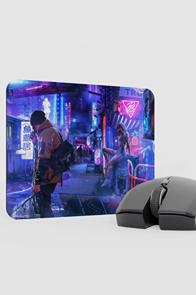 mousepad bastir Digital Cyberpunk Man Woman V4 22X18 Gaming Rubber Non-Slip B...