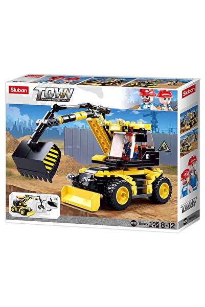 Sluban Set de construcții oraș, 196 piese, excavator cu roți -