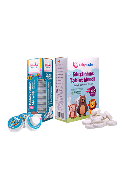 KUT FLY Bebekler için Sıkıştırılmış Tablet Mendili 100 Adet ve Temizlik Hijye...