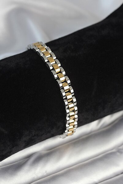 Inure Jewelry 316L Steel Gold and Silver Color 7 mm Thickness Men's Bracelet