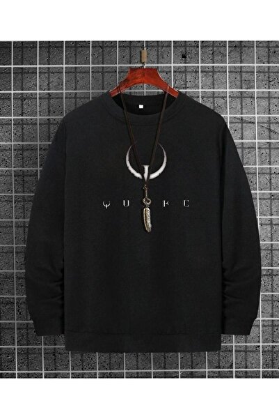 donamod Muška crna majica Quake Štampano Oversize kroj Benisengiydirquakeeswe...