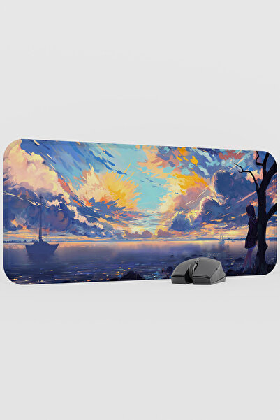mousepad bastir Digital Painting Girl Facing the Lake V2 70X30 XL Gaming Rubb...