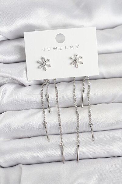 Inure Jewelry أقراط نسائية متدلية من النحاس الفضي على شكل زهرة