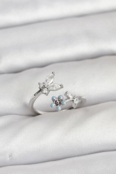 Inure Jewelry Brass Silver Color Butterfly Model Women's Ring